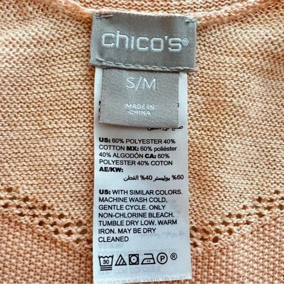 Chic’s Orange Textured Striped Ruana Poncho Kimono Size S/M - Picture 3 of 6